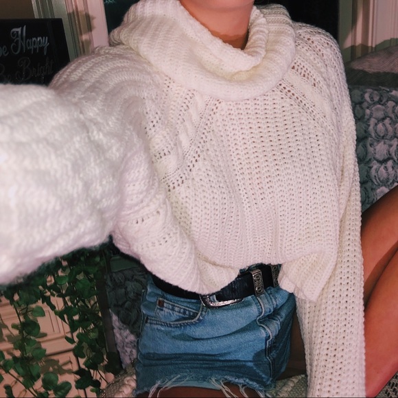 Sweaters - ivory cropped turtleneck knit